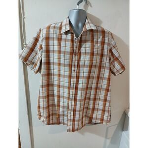 PrAna XLARGE Plaid Button Up Shirt Men's  Short Sleeve Casual Outdoor